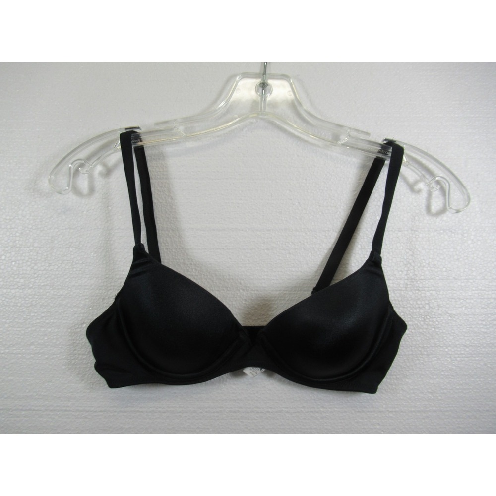 Vintage Natori Satin Bra 32B Black Underwire Lined 32362